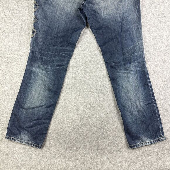 Eddie Bauer Jeans Womens 12 Modern Straight Aztec Embroidered Distressed Denim - Picture 9 of 16